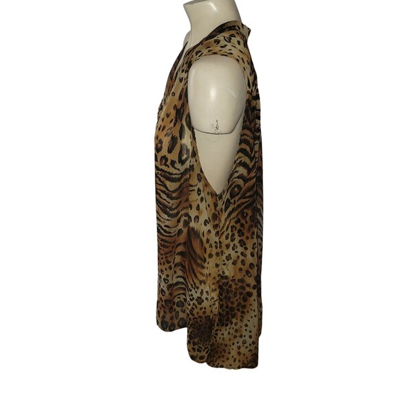 ELENA‎ SOLANO Animal Print Sleeveless Blouse  2X Womens Leopard & Tiger Print - Picture 3 of 7